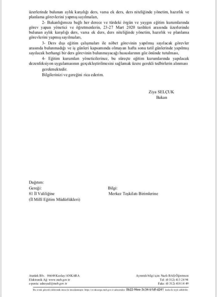 MEB’den İdari İzin Yazısı