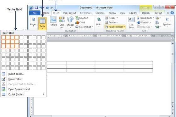 Word Dosyasına Tablo Nasıl Eklenir ?